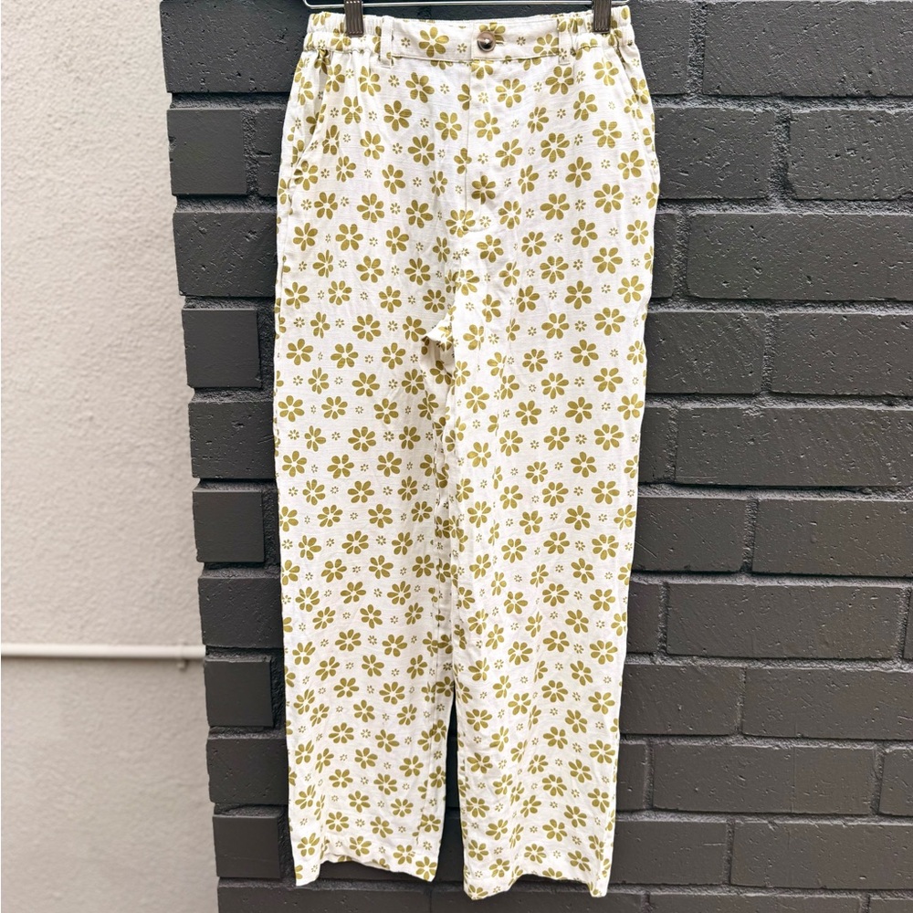 Billabong White and Green Floral Trousers